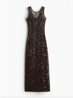 H&M Sequined Net Dress Dark Brown NWT Large